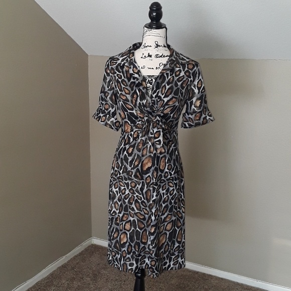 Joseph Ribkoff Metallic Leopard Print Dress - Picture 11 of 17